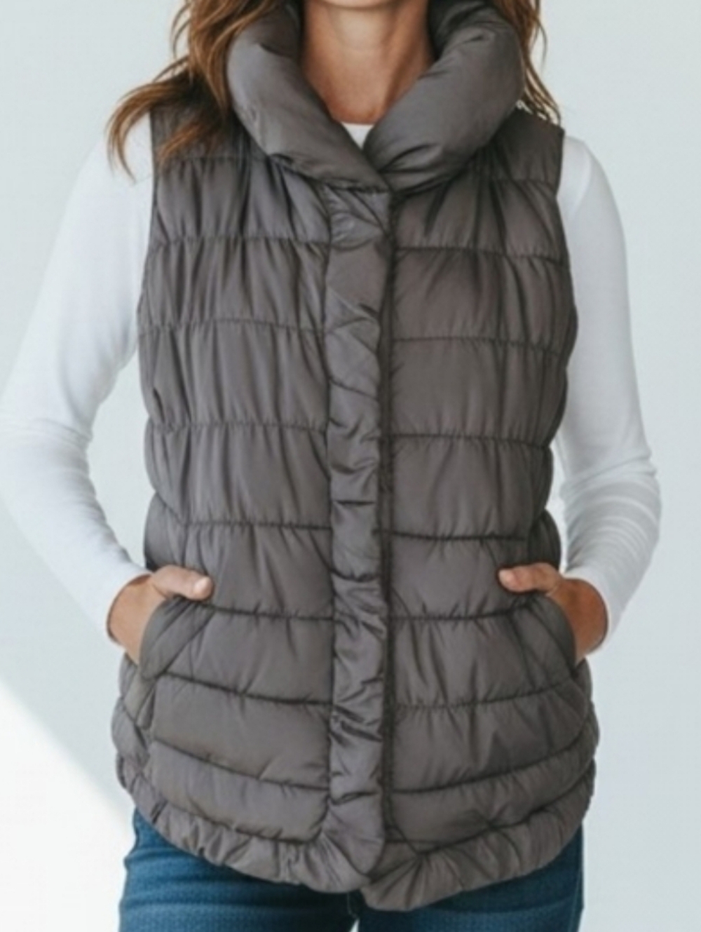 Coldwater Creek Chocolate Puffer Vest S (8)